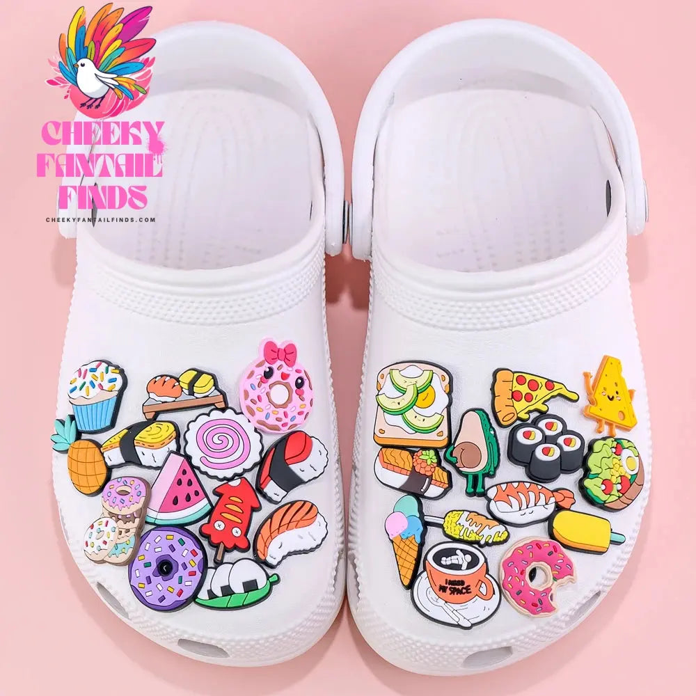 1pcs PVC Delicious Food Shoe Charms Sushi Salads Shoe Decorations Pins for Women Boy Girls Sandal Clog Buckles Accessories Gifts Cheeky Fantail Finds