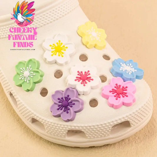 1pcs PVC Flower Shoe Charms for Women Girls Sandals Accessories Sakura Daisy Shoe Decorations Pins for Gift Sandal Buckles Gifts - Cheeky Fantail Finds