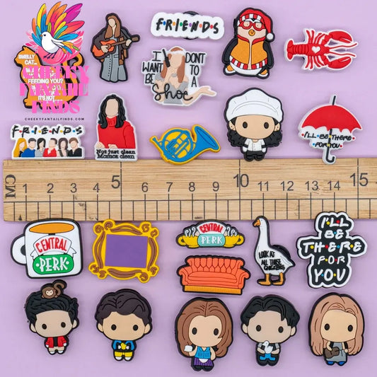 1pcs PVC Old Friends Charms for Clog Shoe Decorations Pins for Women Men Favor GIfts Clog Buckle Clips Accessories Fit Wristband Cheeky Fantail Finds