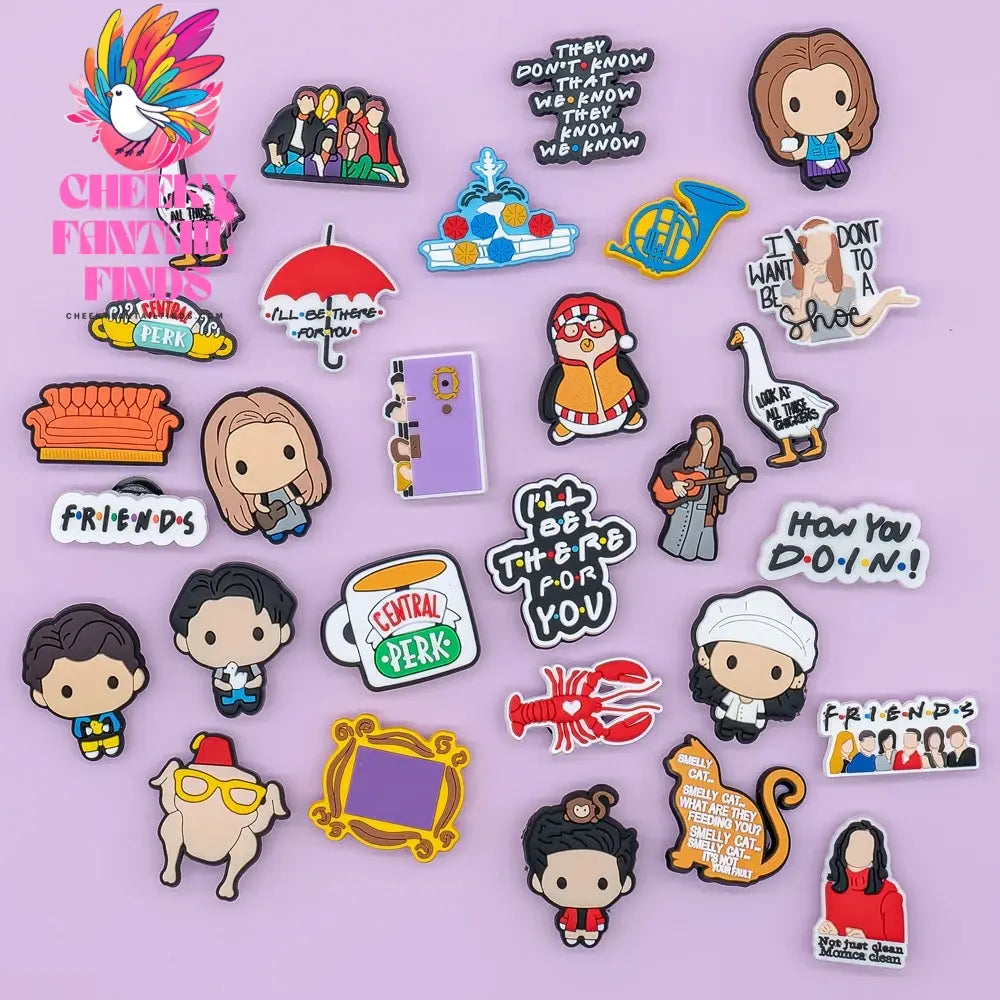 1pcs PVC Old Friends Charms for Clog Shoe Decorations Pins for Women Men Favor GIfts Clog Buckle Clips Accessories Fit Wristband Cheeky Fantail Finds