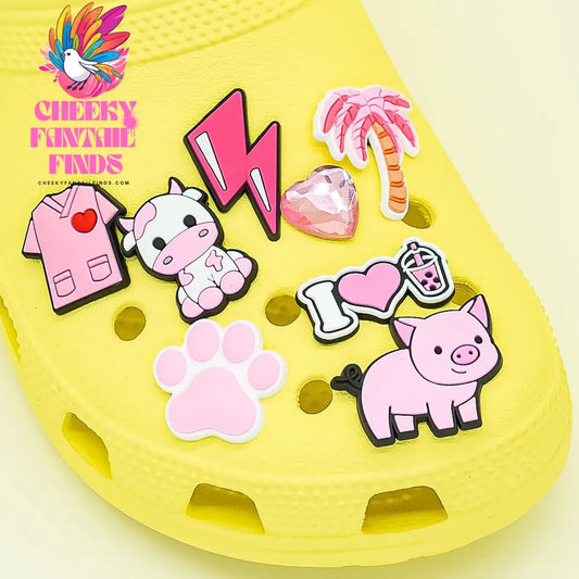 1pcs PVC Pink Cows Cat Shoe Charms for Sneakers Cute Animal Shoe Decorations Accessories Bat for Women Girls Shoe Buckle Pendant Cheeky Fantail Finds