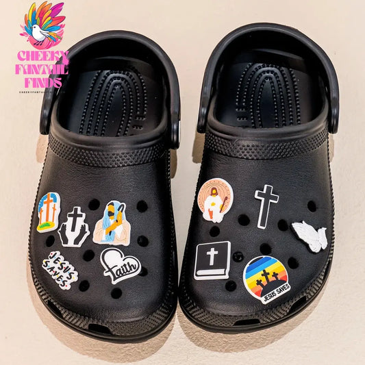 1pcs PVC Religions Shoe Charms Shoe Pins Christian Jesus Blessed Holy Bible Sandals Accessories for Women Men Clog Buckles - Cheeky Fantail Finds