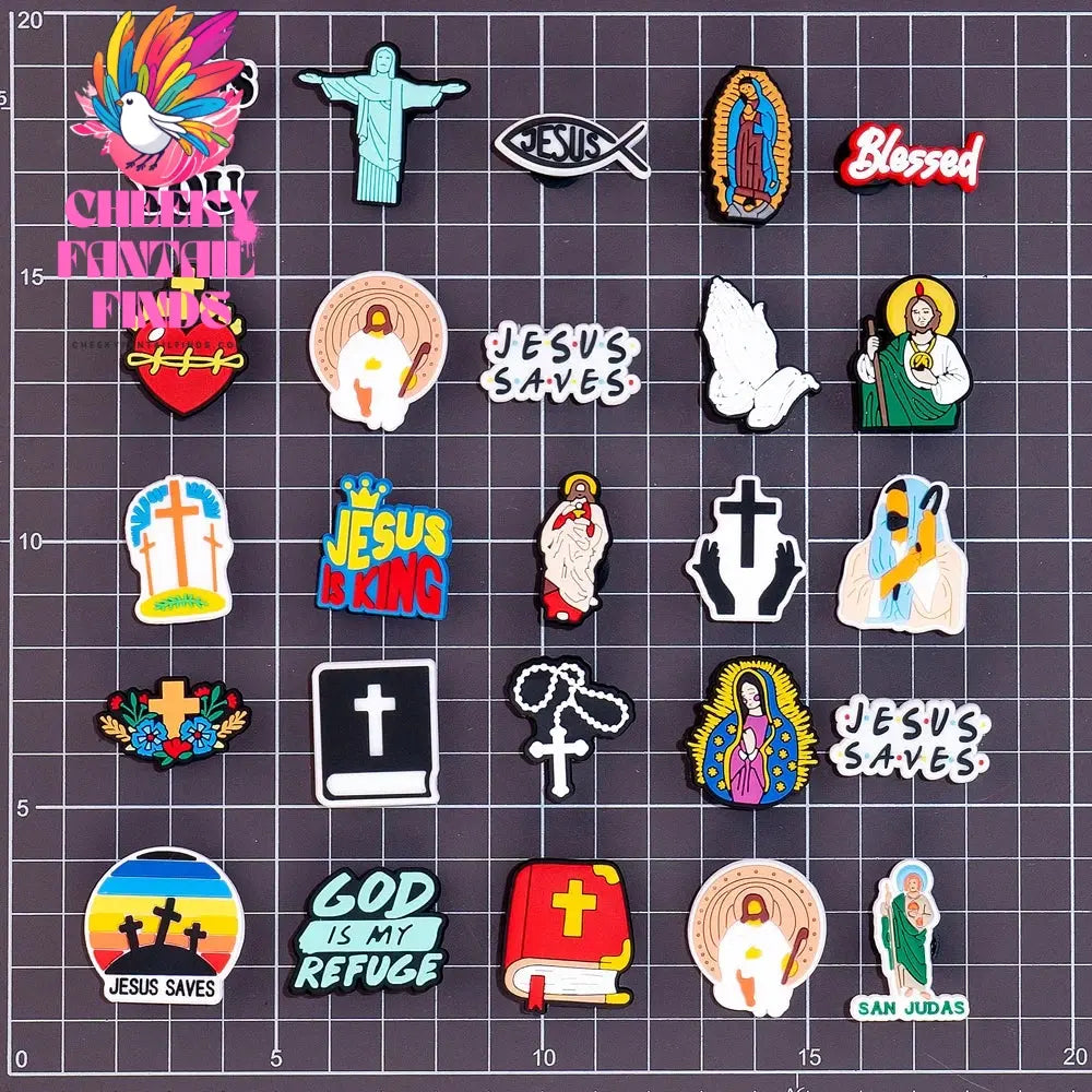 1pcs PVC Religious Jesus Clog Shoe Charms Holy Bible Shoe Decorations Pins for Woman Men Party Favor Gifts DIY Clips Accessories Cheeky Fantail Finds