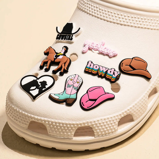 1pcs PVC Western-Style Cowboy Cowgirl Style Shoe Charms for Women Men Shoe Accessories Decorations Pins for Clog Buckle Gifts - Cheeky Fantail Finds