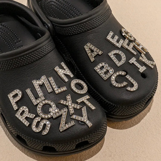 1pcs Silvery Letters Luxury Shoe Charms Alphabet Shoe Decorations Pins for Garden Sandals Women Girls Bling Favor Gifts - Cheeky Fantail Finds