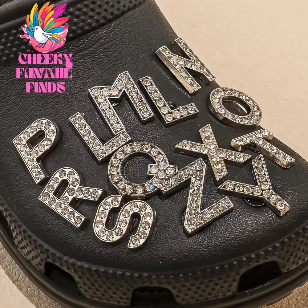 1pcs Silvery Letters Luxury Shoe Charms Alphabet Shoe Decorations Pins for Garden Sandals Women Girls Bling Favor Gifts - Cheeky Fantail Finds