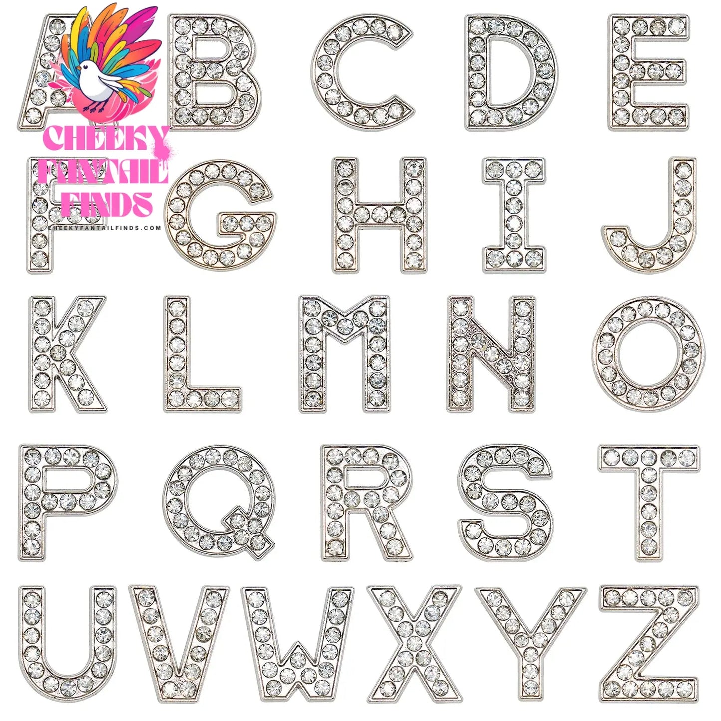 1pcs Silvery Letters Luxury Shoe Charms Alphabet Shoe Decorations Pins for Garden Sandals Women Girls Bling Favor Gifts - Cheeky Fantail Finds
