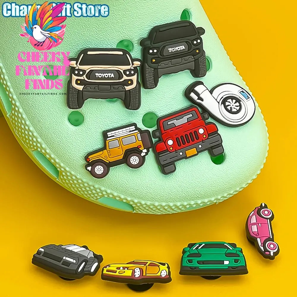 1pcs Turbine Clog Charms SUV Sports Cars Shoe Charms for Clips Classic Car Clog Pin Garden Sandal Shoe Decorations Cheeky Fantail Finds