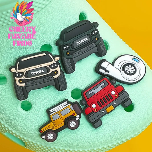 1pcs Turbine Clog Charms SUV Sports Cars Shoe Charms for Clips Classic Car Clog Pin Garden Sandal Shoe Decorations Cheeky Fantail Finds