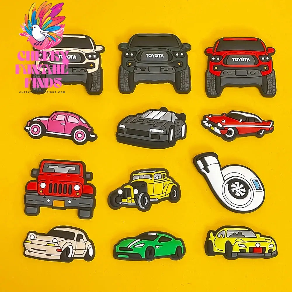 1pcs Turbine Clog Charms SUV Sports Cars Shoe Charms for Clips Classic Car Clog Pin Garden Sandal Shoe Decorations Cheeky Fantail Finds