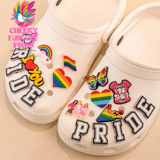 1set PVC LGBT Shoe Charms Rainbow Flag Shoe Decorations Pins for Women Men Gay Les Pride Gifts Sandal Accessories Clog Buckle - Cheeky Fantail Finds