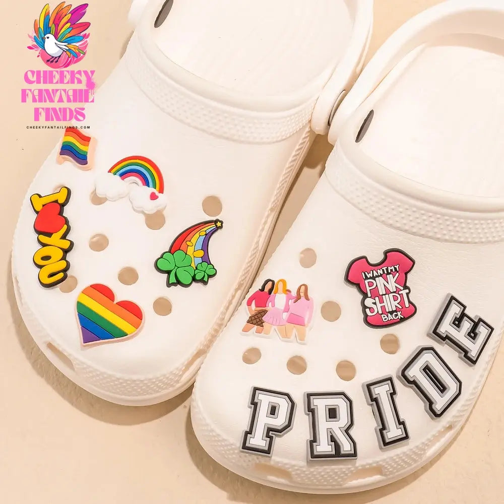 1set PVC LGBT Shoe Charms Rainbow Flag Shoe Decorations Pins for Women Men Gay Les Pride Gifts Sandal Accessories Clog Buckle - Cheeky Fantail Finds