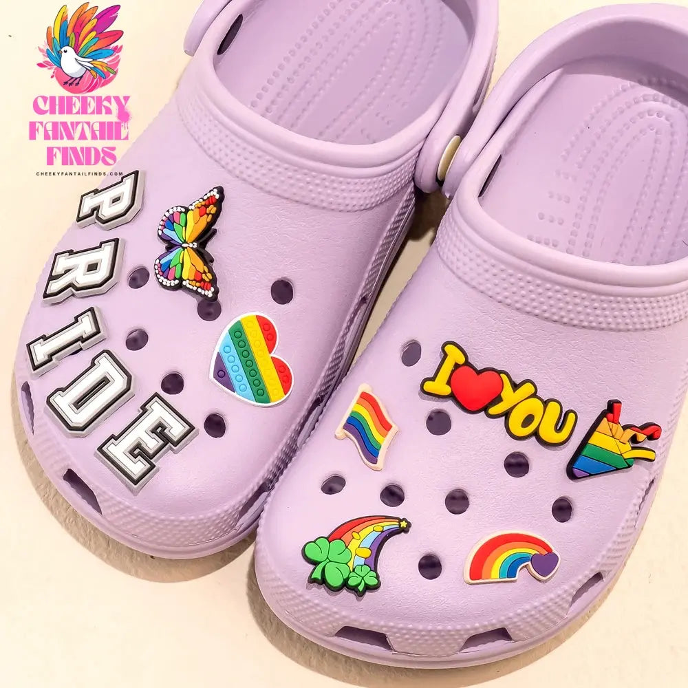 1set PVC LGBT Shoe Charms Rainbow Flag Shoe Decorations Pins for Women Men Gay Les Pride Gifts Sandal Accessories Clog Buckle - Cheeky Fantail Finds