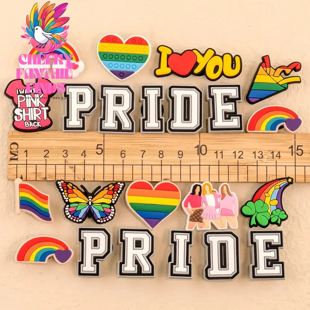 1set PVC LGBT Shoe Charms Rainbow Flag Shoe Decorations Pins for Women Men Gay Les Pride Gifts Sandal Accessories Clog Buckle - Cheeky Fantail Finds