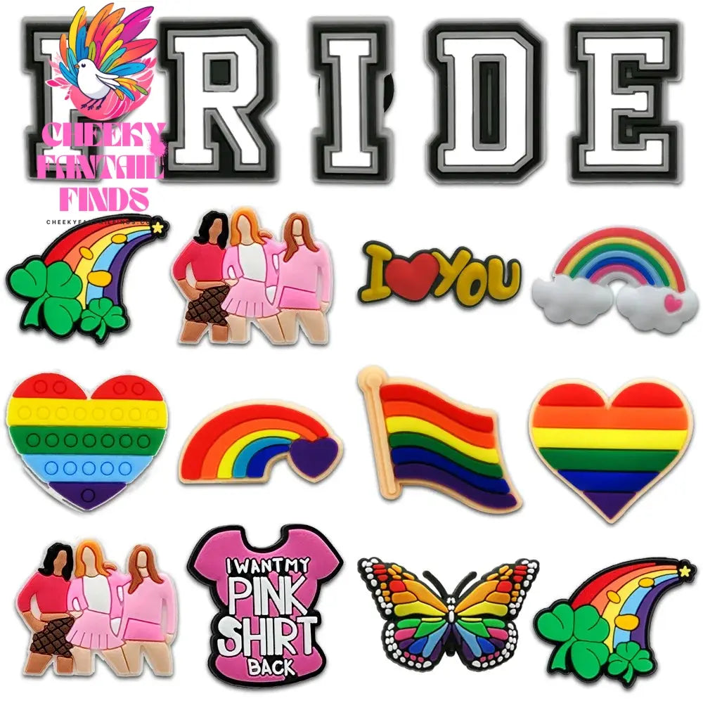 1set PVC LGBT Shoe Charms Rainbow Flag Shoe Decorations Pins for Women Men Gay Les Pride Gifts Sandal Accessories Clog Buckle - Cheeky Fantail Finds