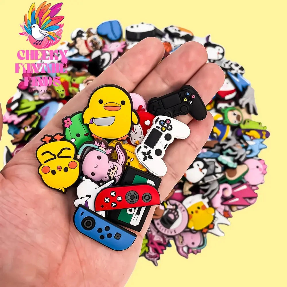 20/30/50/100/200pcs Random Shoe Charms Accessories Cartoon Animal Shoe Clips Decorations Pin Duck Frog Jeans Cheeky Fantail Finds