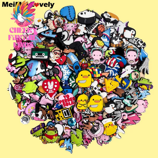 20/30/50/100/200pcs Random Shoe Charms Accessories Cartoon Animal Shoe Clips Decorations Pin Duck Frog Jeans Cheeky Fantail Finds