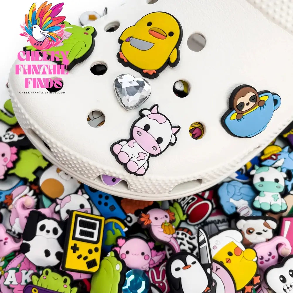 20/30/50/100/200pcs Random Shoe Charms Accessories Cartoon Animal Shoe Clips Decorations Pin Duck Frog Jeans Cheeky Fantail Finds