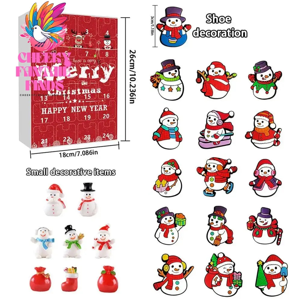 2024 Advent Calendar Charm For Shoes With Holes Christmas Trees Snowflakes And Santa Claus Fashion Clog Shoe Accessories Cheeky Fantail Finds
