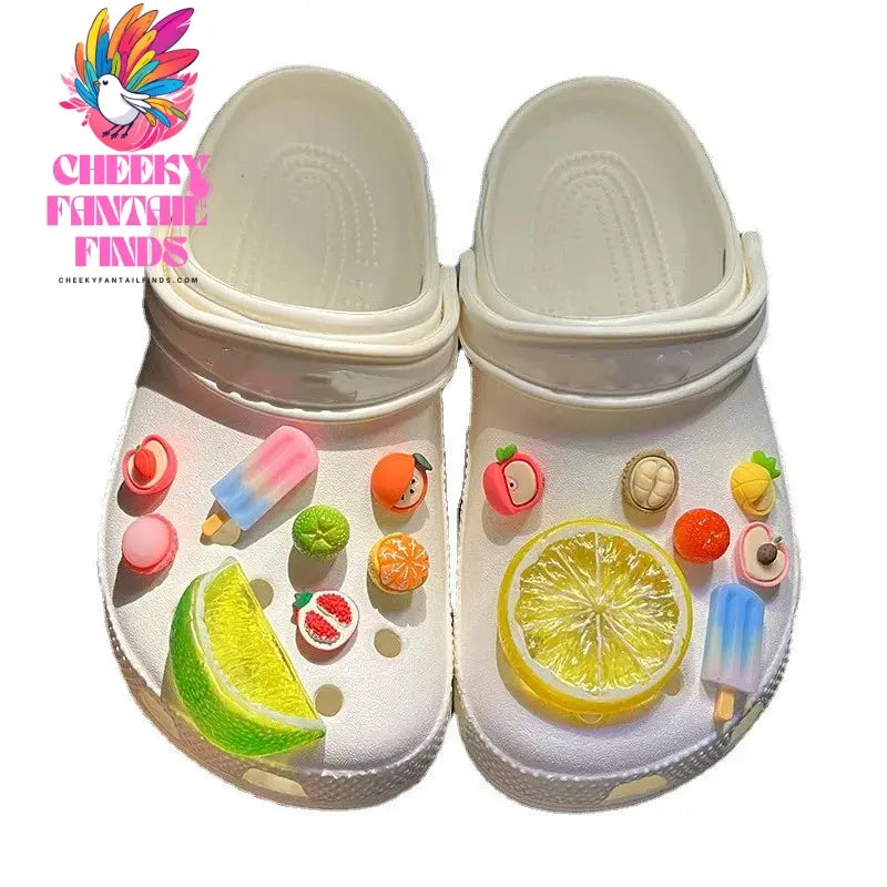 2024 Fresh Lemon Shoe Charms Designer DIY Cute Shoes Party Decaration Accessories for JIBS Clogs Kid Boy Women Girls Gifts Cheeky Fantail Finds