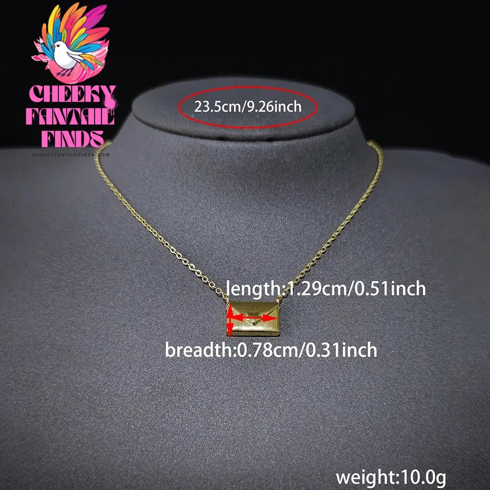 2024 New Arrival Fashion Gold Silver Color Envelope Necklace Pendant for Women Valentine's Day Gift Jewelry Wholesale X6229 Cheeky Fantail Finds