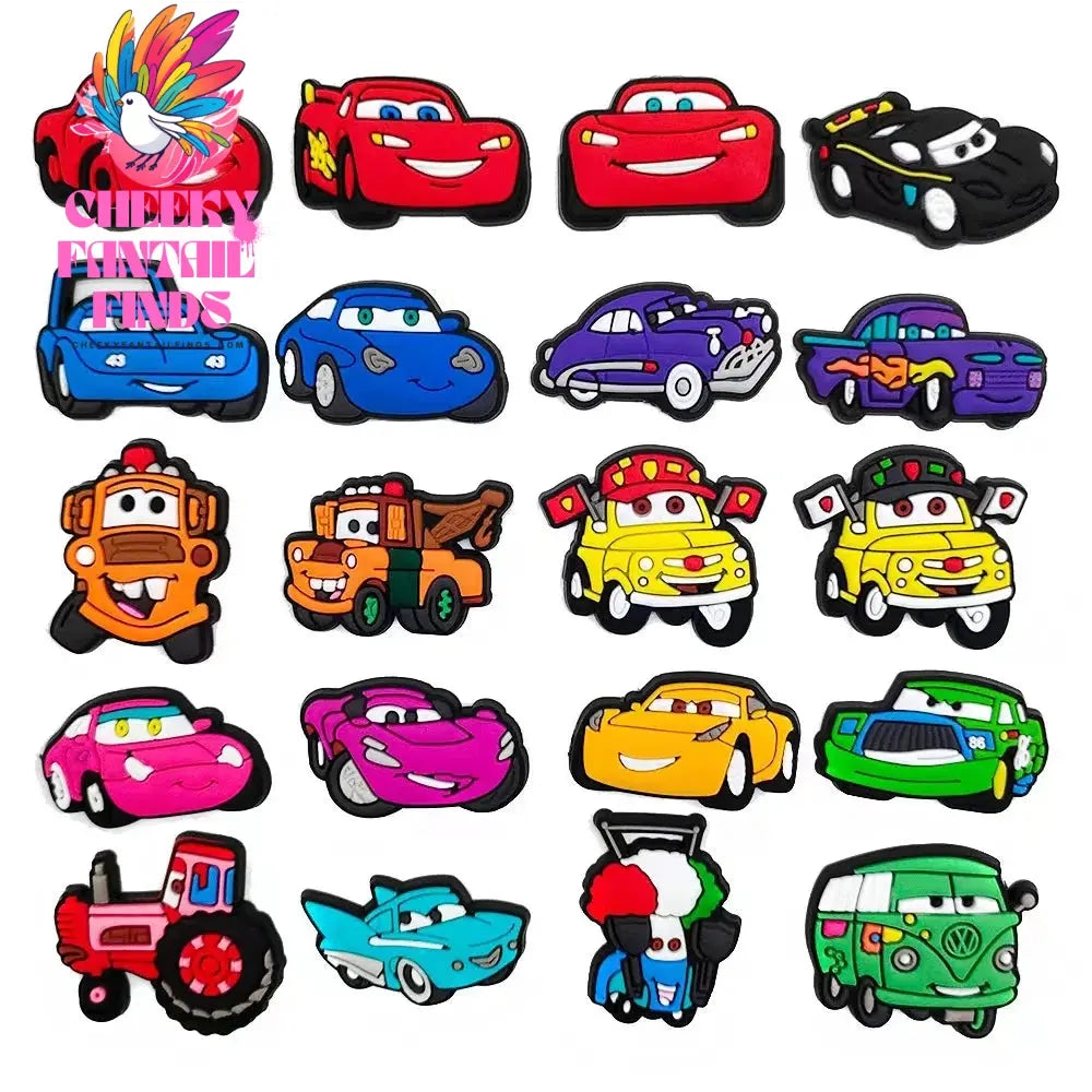 20Pcs/Set Disney Racing Story Shoe Accessories Garden Cars Sandals Buckle Decorations Fit Charm Kids Party Gifts Cheeky Fantail Finds