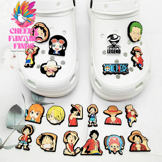 20pcs Cartoon One Piece Luffy Shoe Buckle Charms Fashion Boys Girls Sandals Shoes Decoration Fit Birthday Gift - Cheeky Fantail Finds
