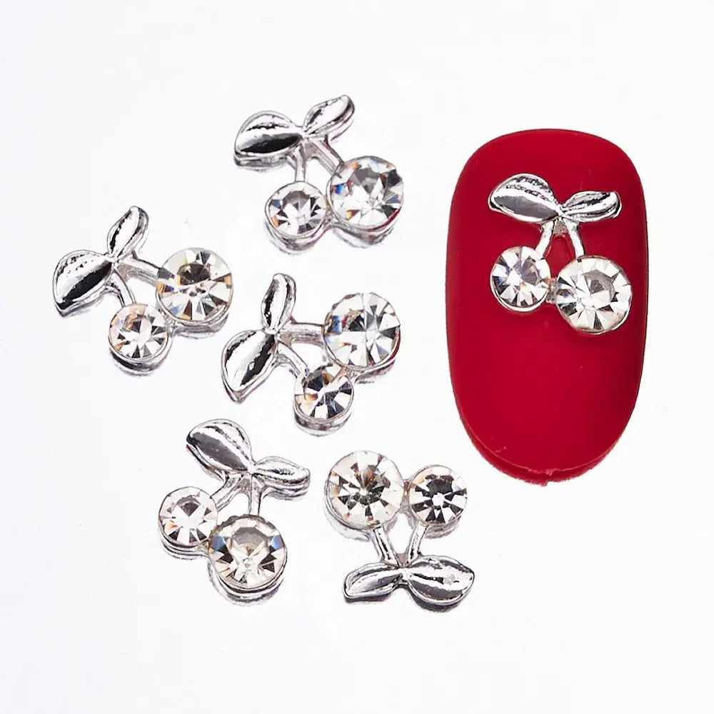 20pcs/bag 3D Cherry Nail Charms Red & Pink Cherry Nail Rhinestone Nail Gems Nail Glitter Stud Fruit Nail Slices for Nail Jewelry Cheeky Fantail Finds