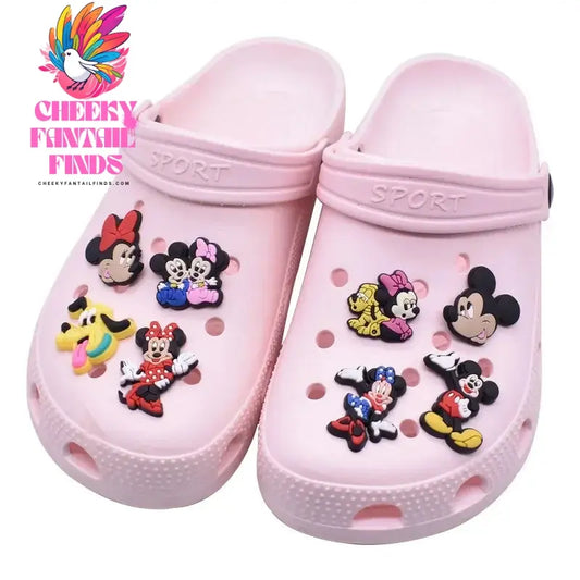 21Pcs Mickey Minne Shoe Buckle Accessories DIY Cartoon Animals Shoes Decoration for Kids Charms Kids Party Gift Cheeky Fantail Finds