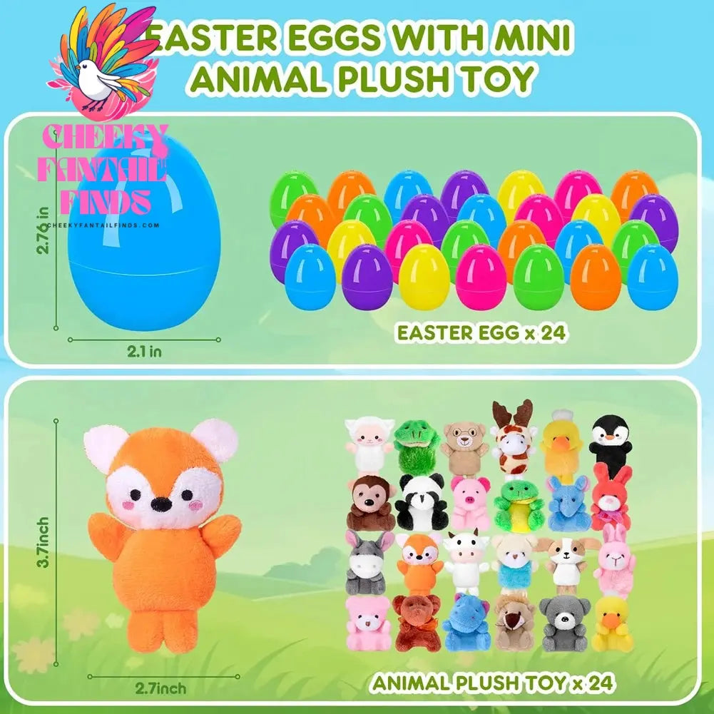 24 Pack Prefilled Easter Eggs Mini Plush Animal Toys Surprise Easter Eggs Kids Easter Egg Hunt Game Party Favors Birthday Gifts Cheeky Fantail Finds