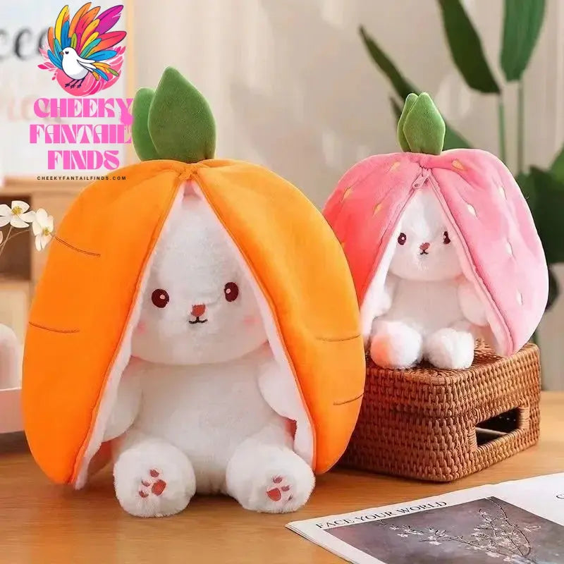 25cm Cute Strawberry Carrot Rabbit Plush Toy Stuffed Creative Into Fruit Transform Baby Cuddly Bunny Doll for Kid Birthday Gift Cheeky Fantail Finds