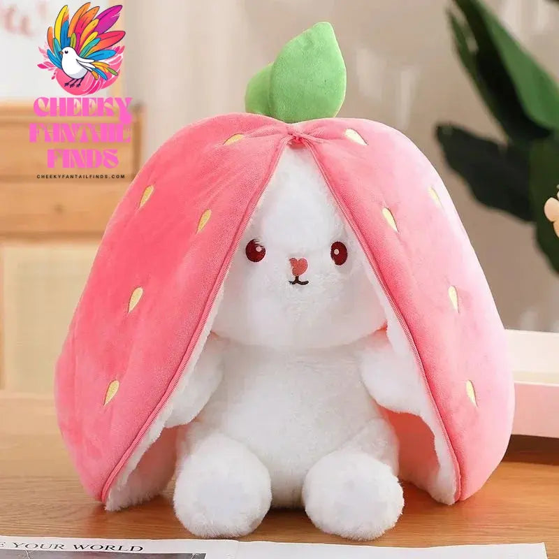 25cm Cute Strawberry Carrot Rabbit Plush Toy Stuffed Creative Into Fruit Transform Baby Cuddly Bunny Doll for Kid Birthday Gift Cheeky Fantail Finds