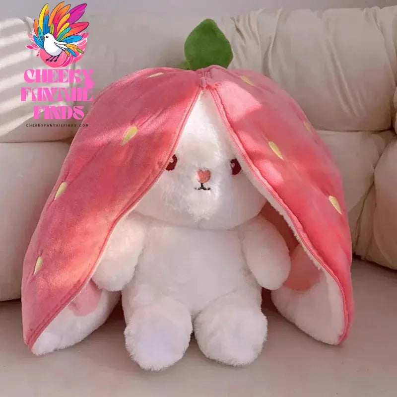 25cm Strawberry Cute Carrot Rabbit Plush Toy Stuffed Creative Into Fruit Transform Baby Cuddly Bunny Doll for Kid Birthday Gift Cheeky Fantail Finds
