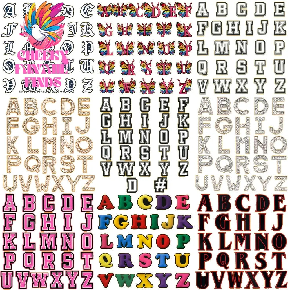 26PCS English Letter Set Fashion Metal Noctilucent Shoe Charms Pink Gloden Shoe Buckle for Clog fit Women Men Accessories Gifts Cheeky Fantail Finds
