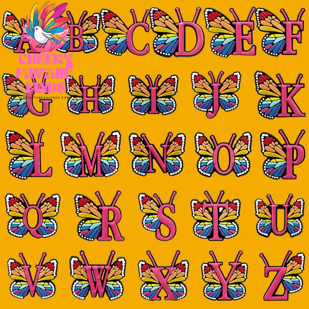 26PCS English Letter Set Fashion Metal Noctilucent Shoe Charms Pink Gloden Shoe Buckle for Clog fit Women Men Accessories Gifts Cheeky Fantail Finds