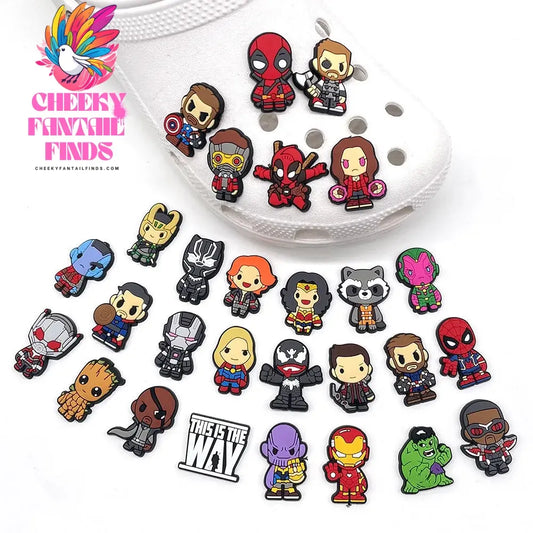 28styles Movies Super Hero Shoe Charms for Clogs Sandals Decorations shoes Accessories PVC Charms Cartoon Kids Gifts Cheeky Fantail Finds