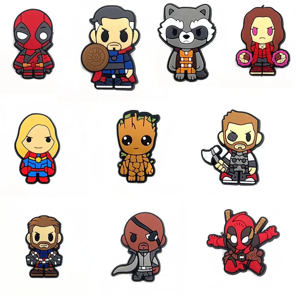 28styles Movies Super Hero Shoes charms for Clogs Sandals Decorations PVC shoes Accessories Cartoon 3D Badges Kids Gifts Cheeky Fantail Finds