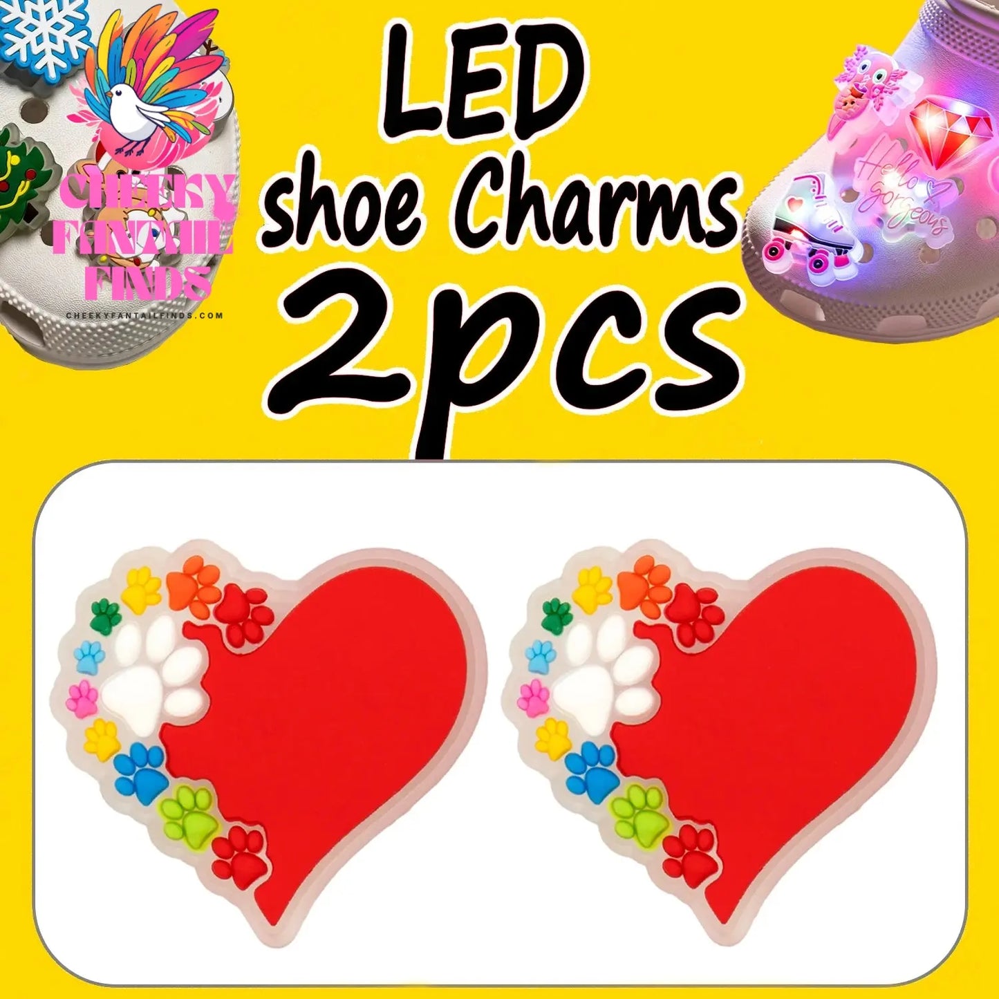 2PCS LED Pins for Kids Lighted Shoe Charms Animals Game Controller Shoe Accessories Duck Cat Decoration Buckle Girl Boy Ornament Cheeky Fantail Finds