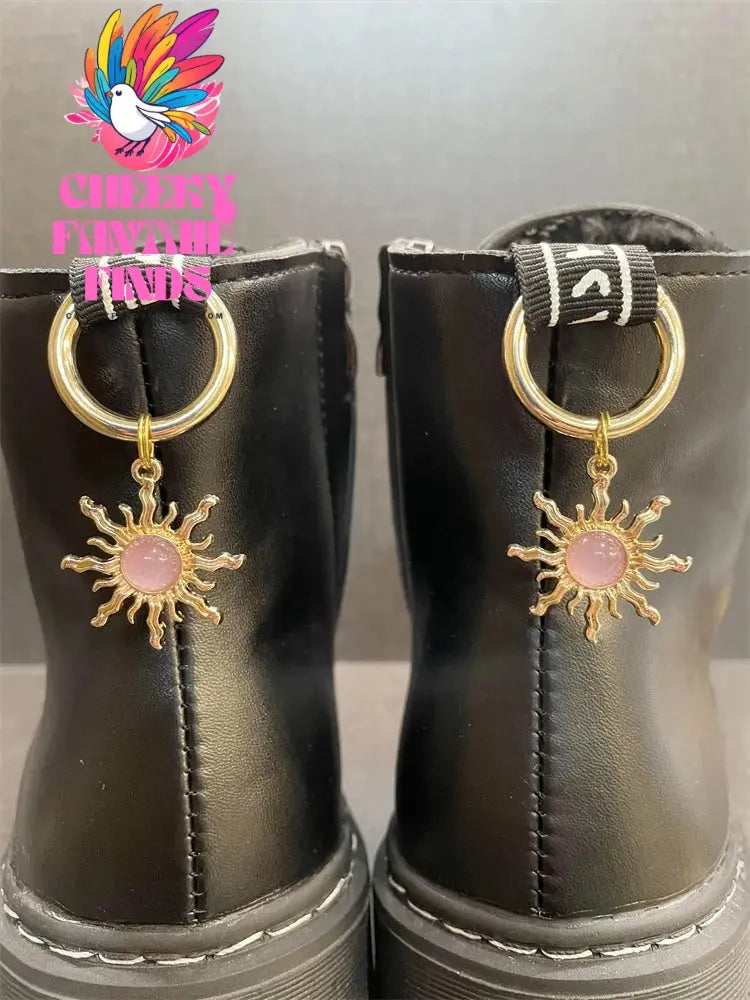 2Pcs Luxury Jewelry Sun Shoe Charms For Boots Personality Shoe Pendant Decoration Alloy Buckle Decor Women Shoes Diy Accessories Cheeky Fantail Finds