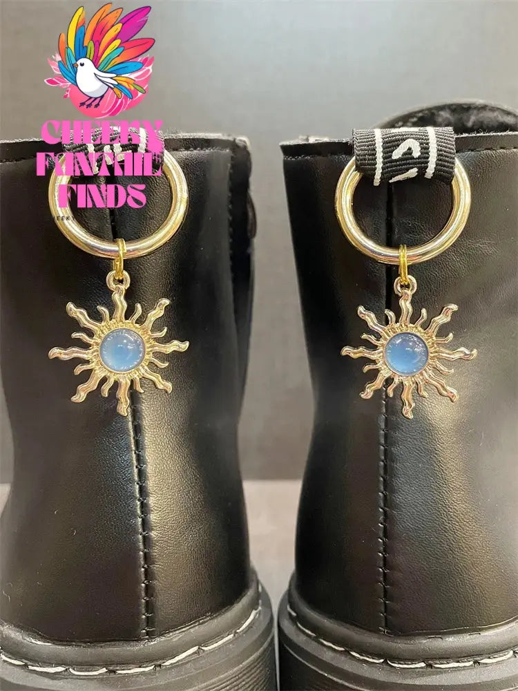 2Pcs Luxury Jewelry Sun Shoe Charms For Boots Personality Shoe Pendant Decoration Alloy Buckle Decor Women Shoes Diy Accessories Cheeky Fantail Finds