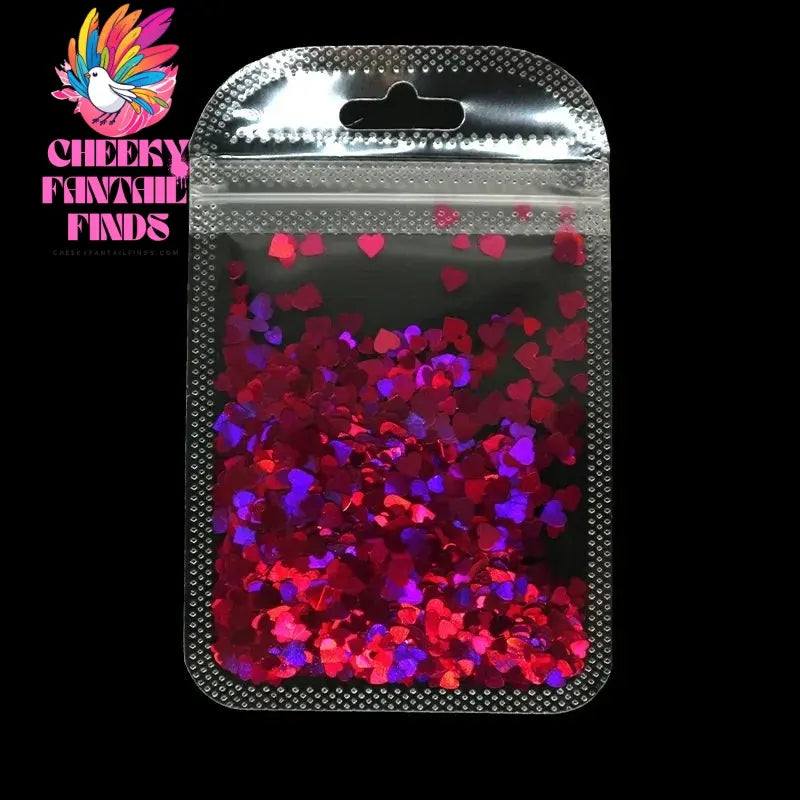 2g Holographic Nail Art Glitter Shiny Sweet Love Heart Flakes Sequins 3D Nails Paillette Manicure Valentine's Day Decorations Cheeky Fantail Finds