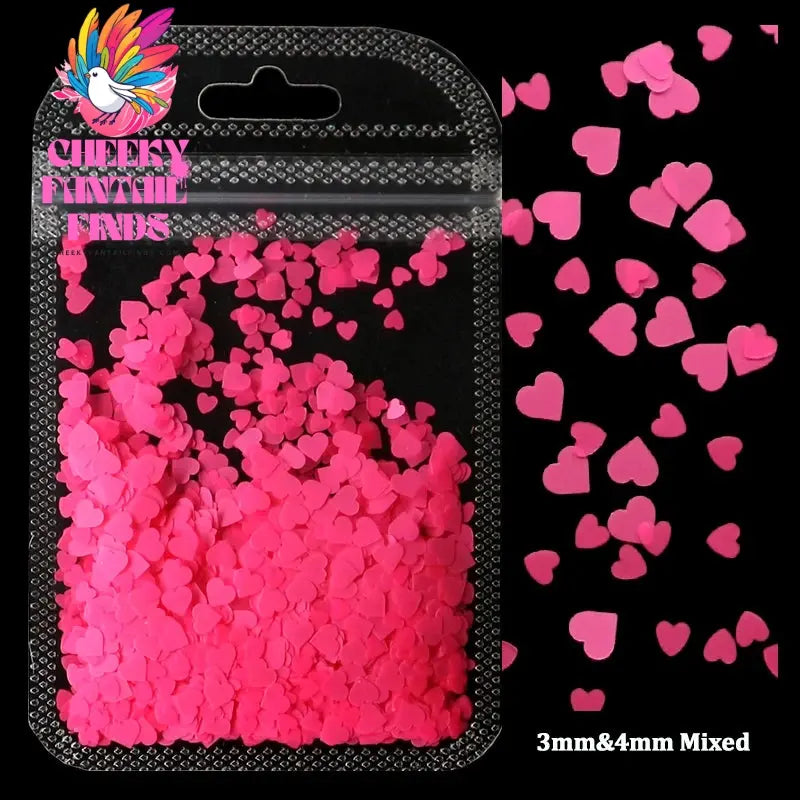 2g Holographic Nail Art Glitter Shiny Sweet Love Heart Flakes Sequins 3D Nails Paillette Manicure Valentine's Day Decorations Cheeky Fantail Finds