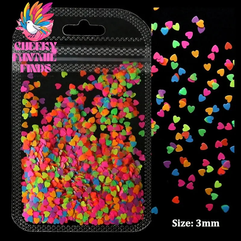 2g Holographic Nail Art Glitter Shiny Sweet Love Heart Flakes Sequins 3D Nails Paillette Manicure Valentine's Day Decorations Cheeky Fantail Finds