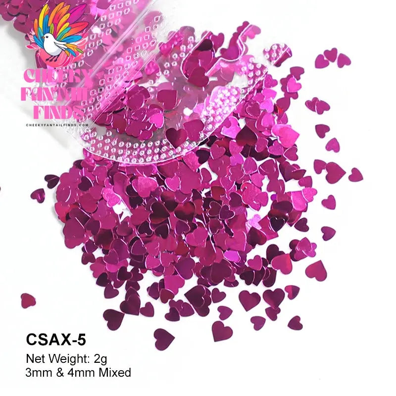 2g Holographic Nail Art Glitter Shiny Sweet Love Heart Flakes Sequins 3D Nails Paillette Manicure Valentine's Day Decorations Cheeky Fantail Finds