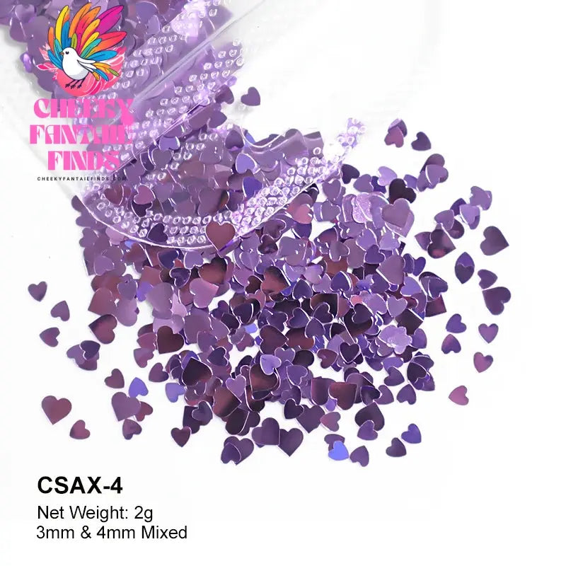2g Holographic Nail Art Glitter Shiny Sweet Love Heart Flakes Sequins 3D Nails Paillette Manicure Valentine's Day Decorations Cheeky Fantail Finds