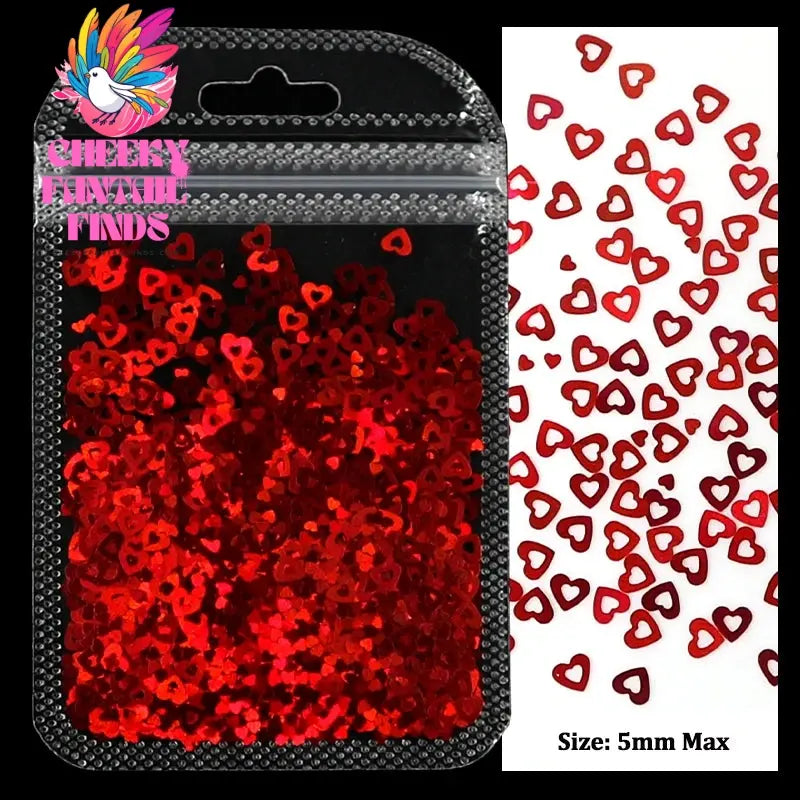2g Holographic Nail Art Glitter Shiny Sweet Love Heart Flakes Sequins 3D Nails Paillette Manicure Valentine's Day Decorations Cheeky Fantail Finds