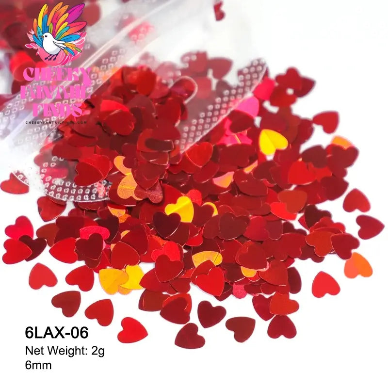 2g Holographic Nail Art Glitter Shiny Sweet Love Heart Flakes Sequins 3D Nails Paillette Manicure Valentine's Day Decorations Cheeky Fantail Finds