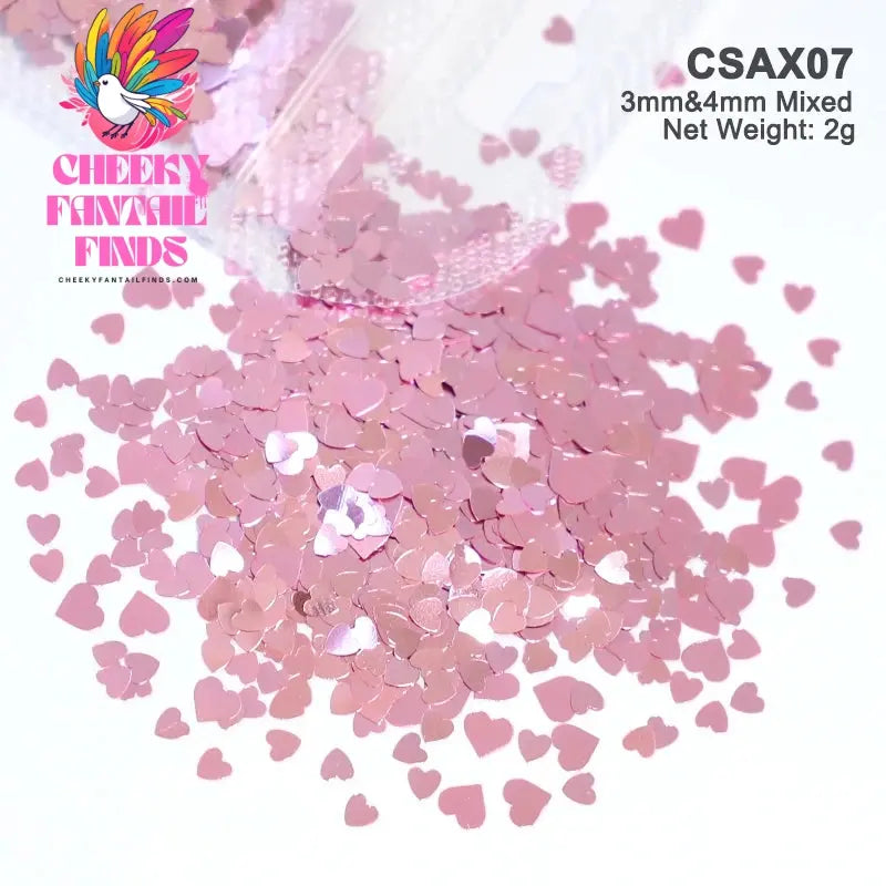 2g Holographic Nail Art Glitter Shiny Sweet Love Heart Flakes Sequins 3D Nails Paillette Manicure Valentine's Day Decorations Cheeky Fantail Finds