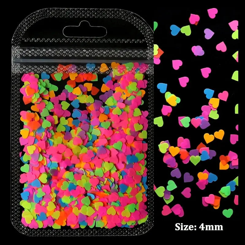 2g Holographic Nail Art Glitter Shiny Sweet Love Heart Flakes Sequins 3D Nails Paillette Manicure Valentine's Day Decorations Cheeky Fantail Finds
