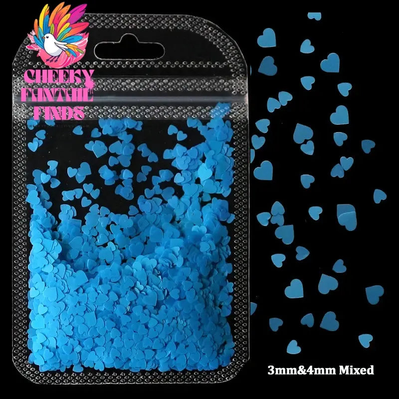 2g Holographic Nail Art Glitter Shiny Sweet Love Heart Flakes Sequins 3D Nails Paillette Manicure Valentine's Day Decorations Cheeky Fantail Finds
